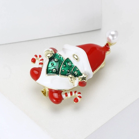 Spilla Gnomo Babbo Natale Smaltata Natalizia Lega Albero Bastoncino Di Zucchero Pin Per Donne Vestito Festivo Gioielli Accessori Regalo
