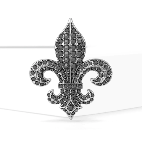 Vintage Französischer Hof Fleur-de-Lis Legierung Brosche Mit Strass Einlage Retro Anstecknadel Abzeichen Für Herren Damen Modeschmuck