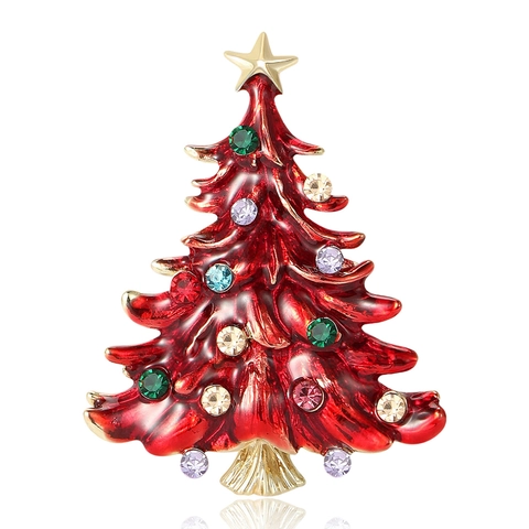 Spilla ad Albero di Natale in Smalto Vintage Con Stella in Strass Colorati in Lega Gioielli Festivi Regalo Per Donna