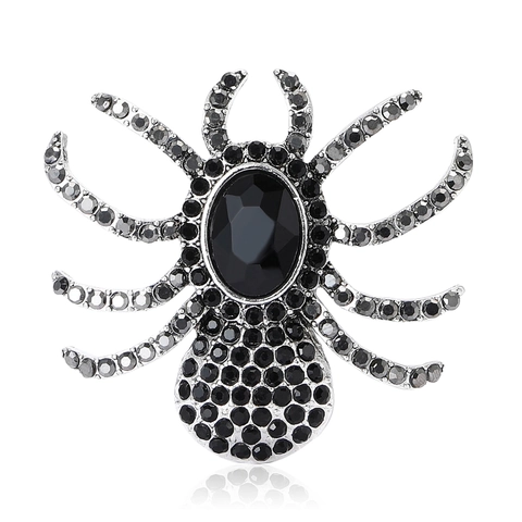 Vintage Alloy Rhinestone Spider Brooch Pin For Women Gothic Insect Breastpin Decorative Accessory For Overcoat Suit