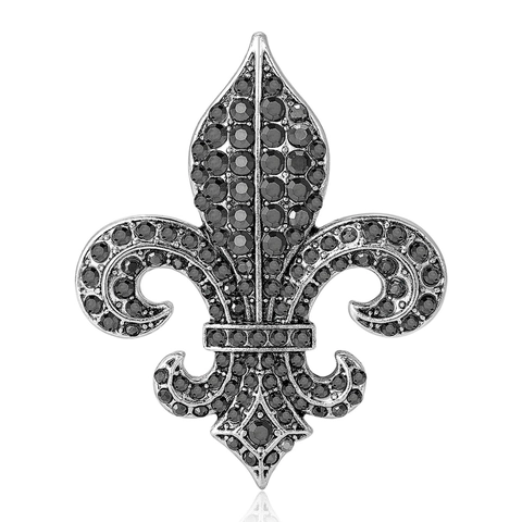 Vintage Fleur-de-lis Alloy Rhinestone Brooch French Palace Style Badge Pin Men Women Clothing Corsage Fashion Accessories