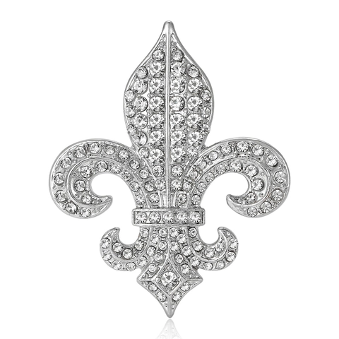 Vintage Fleur-de-lis Alloy Rhinestone Brooch French Palace Style Badge Pin Men Women Clothing Corsage Fashion Accessories