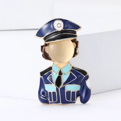 Spilla da Poliziotto in Smalto a Cartone Animato in Lega Figura Professionale Spilla per Abito Zaino Accessori Decorativi Quotidiani Regalo Unisex