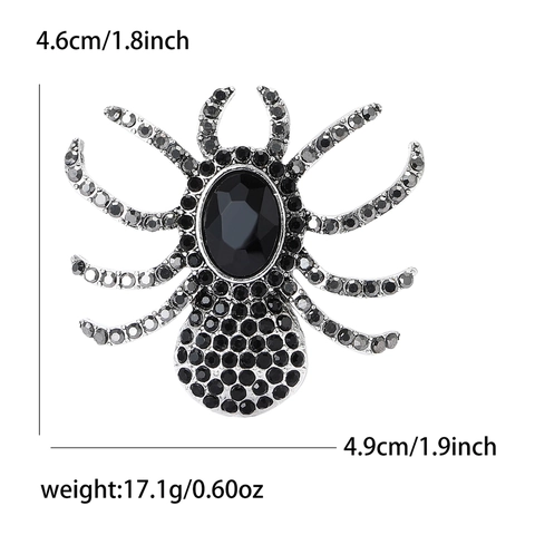 Vintage Gothic Alloy Rhinestone Spider Brooch For Women Men Luxury Crystal Insect Pins Halloween Party Suit Accessories Jewelry