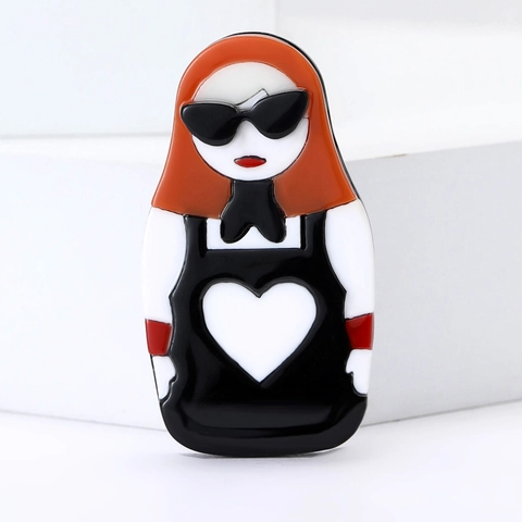 Moderne Acryl Sonnenbrille Dame Brosche Pin Cartoonfigur Kreative Emaille Abzeichen Für Damen Kleidung Tasche Dekor Schmuck