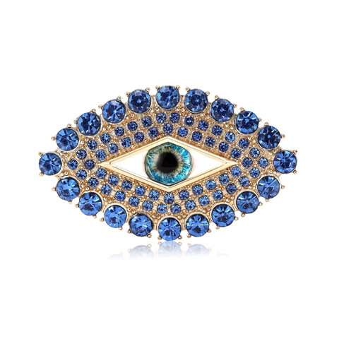 Broche de Lujo de Ojo Turco Aleación de Diamantes de Imitación para Mujer Broche Vintage Forma de Ojo Joyas para Decoración