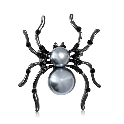 Spilla Ragno in Lega Vintage per Donna Uomo Perla Artificiale Strass Animal Pins per Maglioni Cardigan Gioielli di Moda Regalo