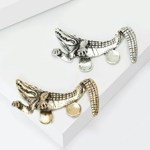 Kreative Krokodil Form Legierung Strass Brosche Für Herren Mode Anzug Mantel Vintage Gold Silber Tier Brosche Schmuck