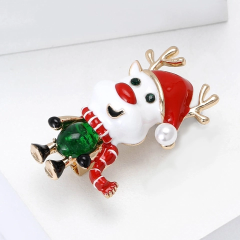 Broche Renne de Noël en Émail Cerf Festif Avec Fausse Perle Strass Broche en Alliage Bijoux Cadeau pour Femme Fête