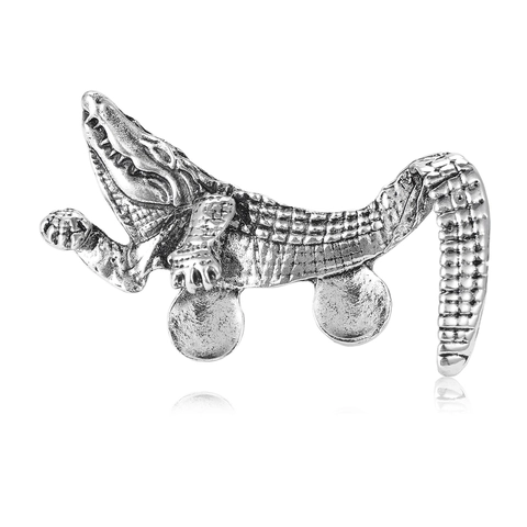 Kreative Krokodil Form Legierung Strass Brosche Für Herren Mode Anzug Mantel Vintage Gold Silber Tier Brosche Schmuck