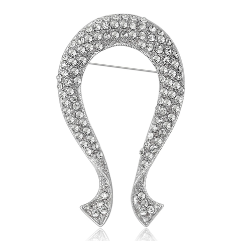 Élégante Broche en Forme de U avec Strass Pave Cristal Style Oméga Fer à Cheval en Alliage pour Femme Bijoux de Mode