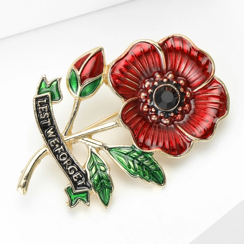 Spilla in Lega Smalto Papavero Rosso per Donna Lest We Forget Distintivo Commemorativo Moda Vestito Cappotto Gioielli Regalo