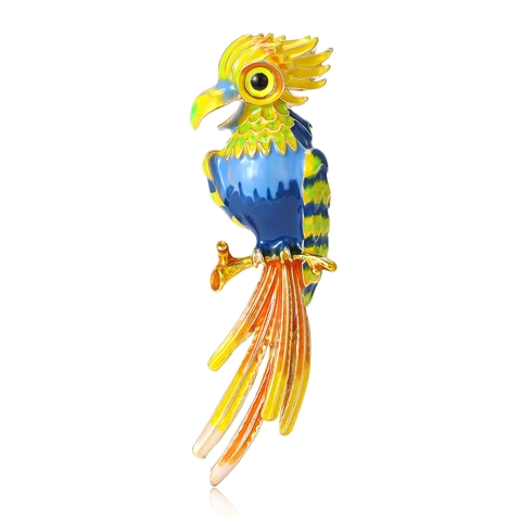 Kleurrijke Papegaai Broche Pin Voor Dames Legering Emaille Vogel Dier Vorm Strass Ingelegd Corsage Mode Sieraden Accessoires