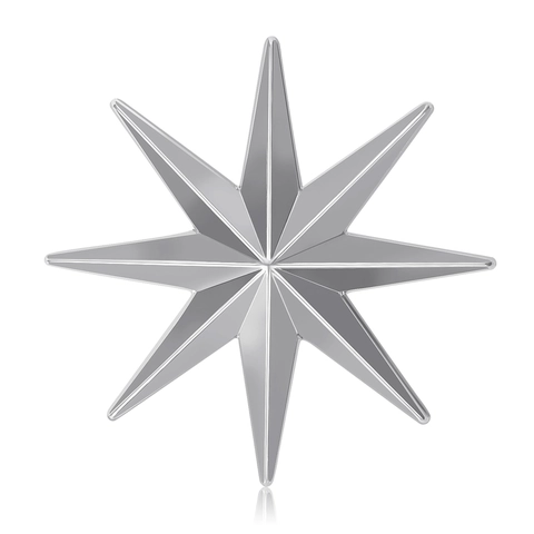 Minimalistische Legierung Achtzackiger Stern Brosche Für Damen Hochglanzpoliert Gold Silber Metall Stern Pin Für Anzüge Mäntel
