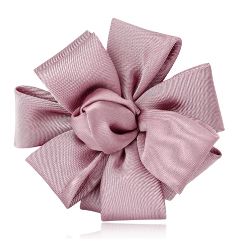 Handmade Satin Flower Brooch Hairclip Dual-Use Elegant Fabric Floral Corsage Pin For Wedding Party Office Women Jewelry