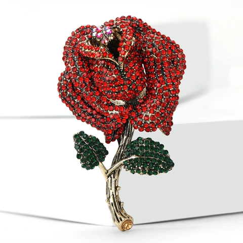 Lussuosa Spilla a Rosa in Lega di Strass per Donna Elegante Spilla da Abito Floreale Vintage Gioielli per Feste Accessori