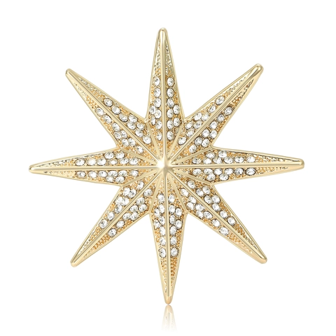Eleganter Legierung Strass Achtzackiger Stern Brosche Für Damen Glänzender Nordstern Korsage Anstecknadel Mode Schmuck