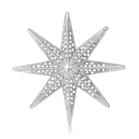 Eleganter Legierung Strass Achtzackiger Stern Brosche Für Damen Glänzender Nordstern Korsage Anstecknadel Mode Schmuck