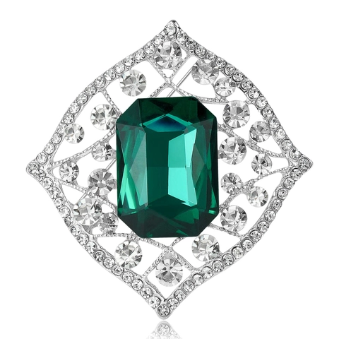 Spilla a Fiore in Vetro con Strass in Lega Vintage per Donna Spilla a Rombo Geometrico di Lusso per Gioielli da Banchetto