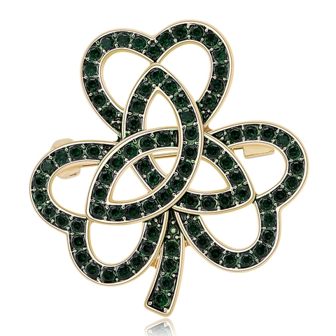 Elegante Legierung Strass Kleeblatt Brosche Für Damen Hochwertige Hohl Herz Kleeblatt Nadel Seidenschal Clip Schmuck Geschenk