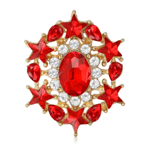 Vintage Stervormige Legering Strass Brosche Voor Vrouwen Luxe Kristallen Sneeuwvlok Spelden Voor Jurk Pak Bruiloft Banket Sieraden