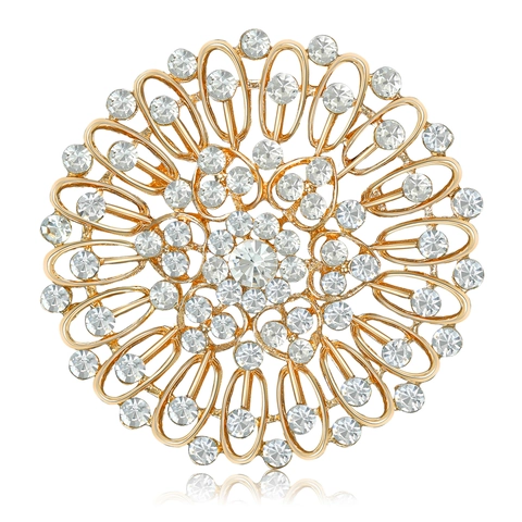 Spilla a Girasole in Strass di Lusso Leggero per Donna Elegante Spilla Floreale in Cristallo Intarsiato in Lega Cava per Gioielli da Sposa