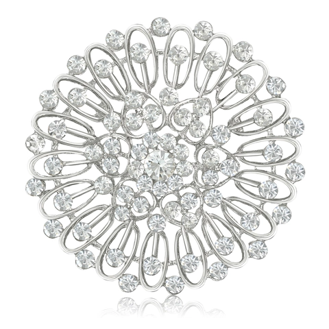 Spilla a Girasole in Strass di Lusso Leggero per Donna Elegante Spilla Floreale in Cristallo Intarsiato in Lega Cava per Gioielli da Sposa