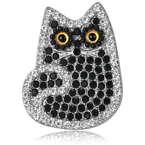 Moda Lega Strass Gatto Spilla Per Donna Carino Animale Intarsiato Gioielli Pin Per Maglione Cardigan Decor Accessorio Moda
