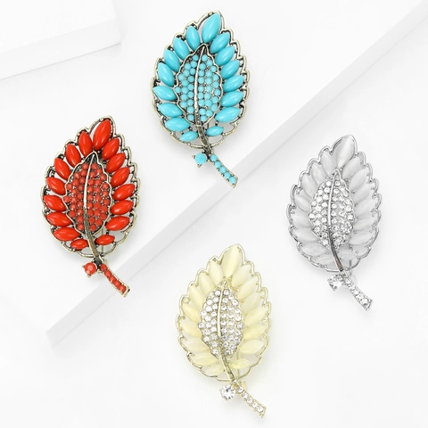 Elegante Spilla a Foglia in Lega Con Strass Per Donna Spilla Da Risvolto Minimalista Accessorio Di Gioielleria Di Moda Di Alta Classe