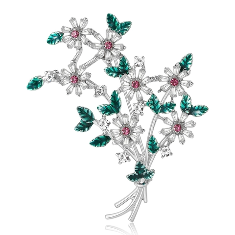 Elegante Broche Vintage Ramo de Margaritas en Esmalte Acrílico Con Diamantes de Imitación Broche de Corsage para Trajes Vestidos Joyería