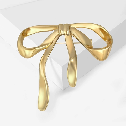 Damen Luxus Legierung Schleife Brosche Gold Silber Hammerschlag Minimalistisch Schleifenknoten Pin Für Kleider Anzüge Schmuck