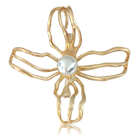 Lussuosa Spilla a Forma di Fiore di Camelia Cava per Donna Con Perla Artificiale Strass Intarsiato Spilla in Lega d'Oro per Abito Cappotto