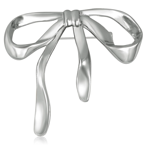 Elegant Alloy Smooth Bowknot Brooch For Women Minimalist Ribbon Design Fashion Jewelry Clothing Accessory Pin Corsage Gift