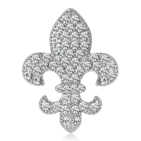 Vintage Fleur De Lis Badge Brooch For Men Women Elegant Alloy Rhinestone Inlaid French Court Style Corsage Pin Accessory