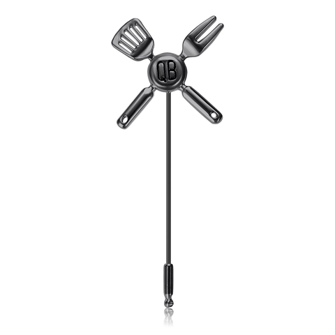 Creative Alloy Enamel Kitchenware Brooch BBQ Spatula Fork Lapel Pin For Women Men Fashion Clothing Accessories Jewelry Gift