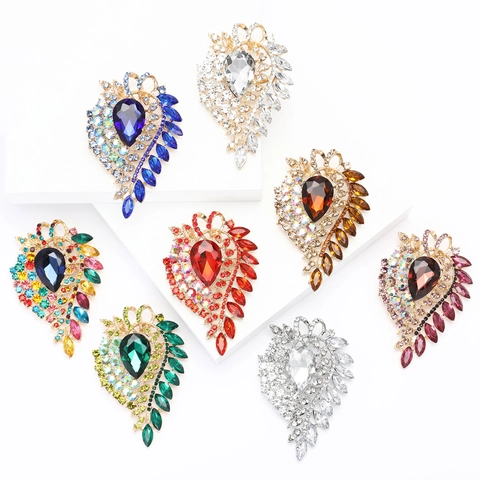 Exquisite Legierung Große Glas Strass Brosche Vintage Wassertropfen Blume Brosche Für Damen Strickjacke Schal Schmuck Geschenk