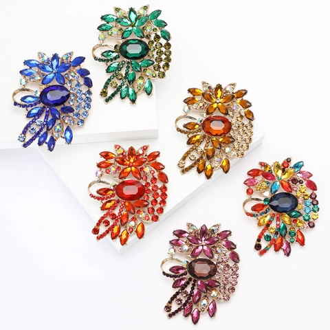 Spilla a Fiore in Lega Vintage Grande Spilla Floreale in Cristallo di Strass per Gioielli di Moda Donna Accessorio per Feste di Matrimonio