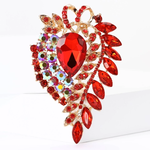 Exquisite Legierung Große Glas Strass Brosche Vintage Wassertropfen Blume Brosche Für Damen Strickjacke Schal Schmuck Geschenk