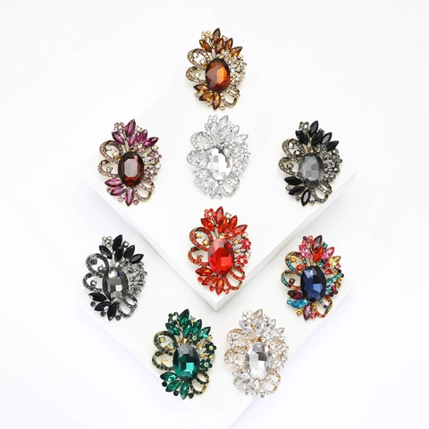 Broche Fleur en Alliage de Style Baroque Vintage pour Femme Élégante Grande Broche en Cristal Accessoires de Vêtement de Banquet