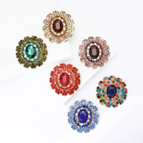 Spilla Vintage in Lega con Strass Ovali e Fiori per Donna Spilla da Giacca Cappotto Corsage Gioielli di Moda per Feste