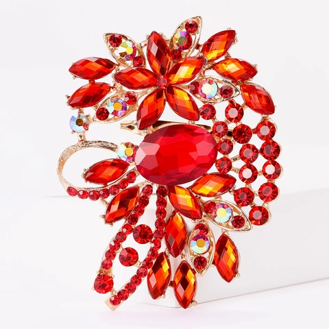 Spilla a Fiore in Lega Vintage Grande Spilla Floreale in Cristallo di Strass per Gioielli di Moda Donna Accessorio per Feste di Matrimonio