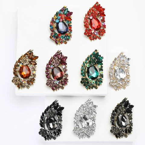 Lussuosa Spilla a Fiore in Lega con Strass Vintage per Donna Grande Spilla da Balia in Cristallo a Goccia d'Acqua Matrimonio