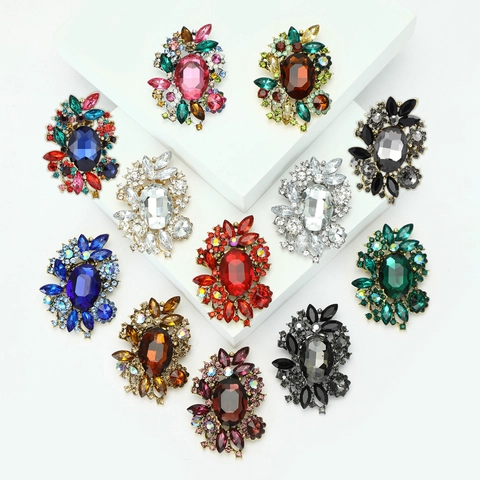 Vintage-Brosche Aus Legierung Mit Elegantem Strassblumen-Design Damen Bankett Anstecknadel Kristall Schmuckzubehör