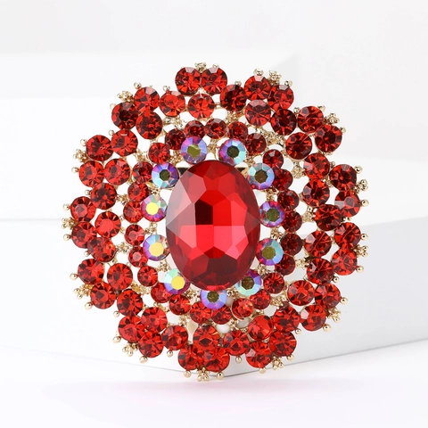 Spilla Vintage in Lega con Strass Ovali e Fiori per Donna Spilla da Giacca Cappotto Corsage Gioielli di Moda per Feste