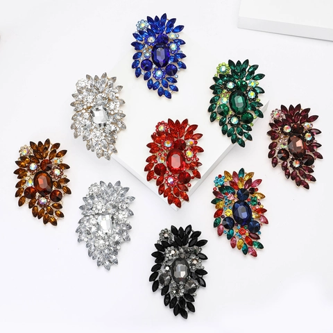 Spilla a Fiore in Lega con Strass Vintage per Donna Squisita Spilla a Foglia di Cristallo Multicolore per Scialle Cardigan Gioielli