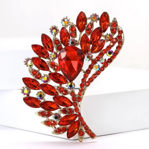 Spilla a Forma di Piuma in Lega Grande Vintage con Strass e Cristallo di Vetro Corsage di Lusso per Donna Scialle Cardigan Gioielli da Festa Matrimonio