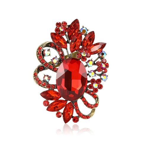 Broche Fleur en Alliage de Style Baroque Vintage pour Femme Élégante Grande Broche en Cristal Accessoires de Vêtement de Banquet