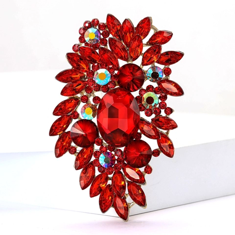Spilla a Fiore in Lega con Strass Vintage per Donna Squisita Spilla a Foglia di Cristallo Multicolore per Scialle Cardigan Gioielli