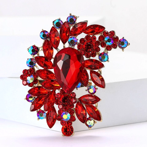 Spilla a Fiore in Lega Vintage per Donna Spilla di Cristallo Floreale con Strass di Lusso per Scialle Cardigan Gioielli per Matrimonio Festa