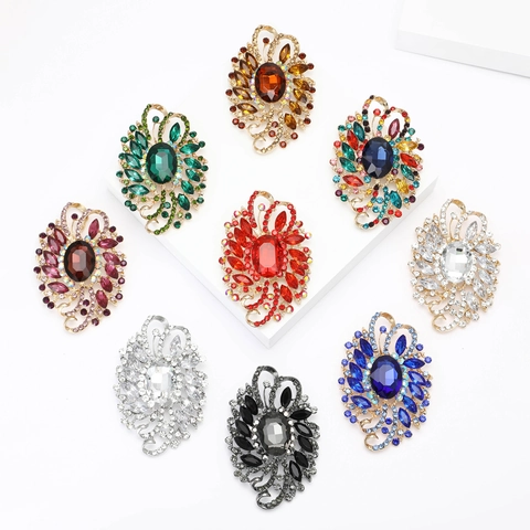 Spilla a Fiore in Lega Vintage con Strass per Donna Grande Spilla in Pietra Ovale Elegante Accessori per Gioielli da Banchetto